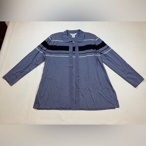 Misook shawl cardigan women’s size XL blue with stripes (bin R)